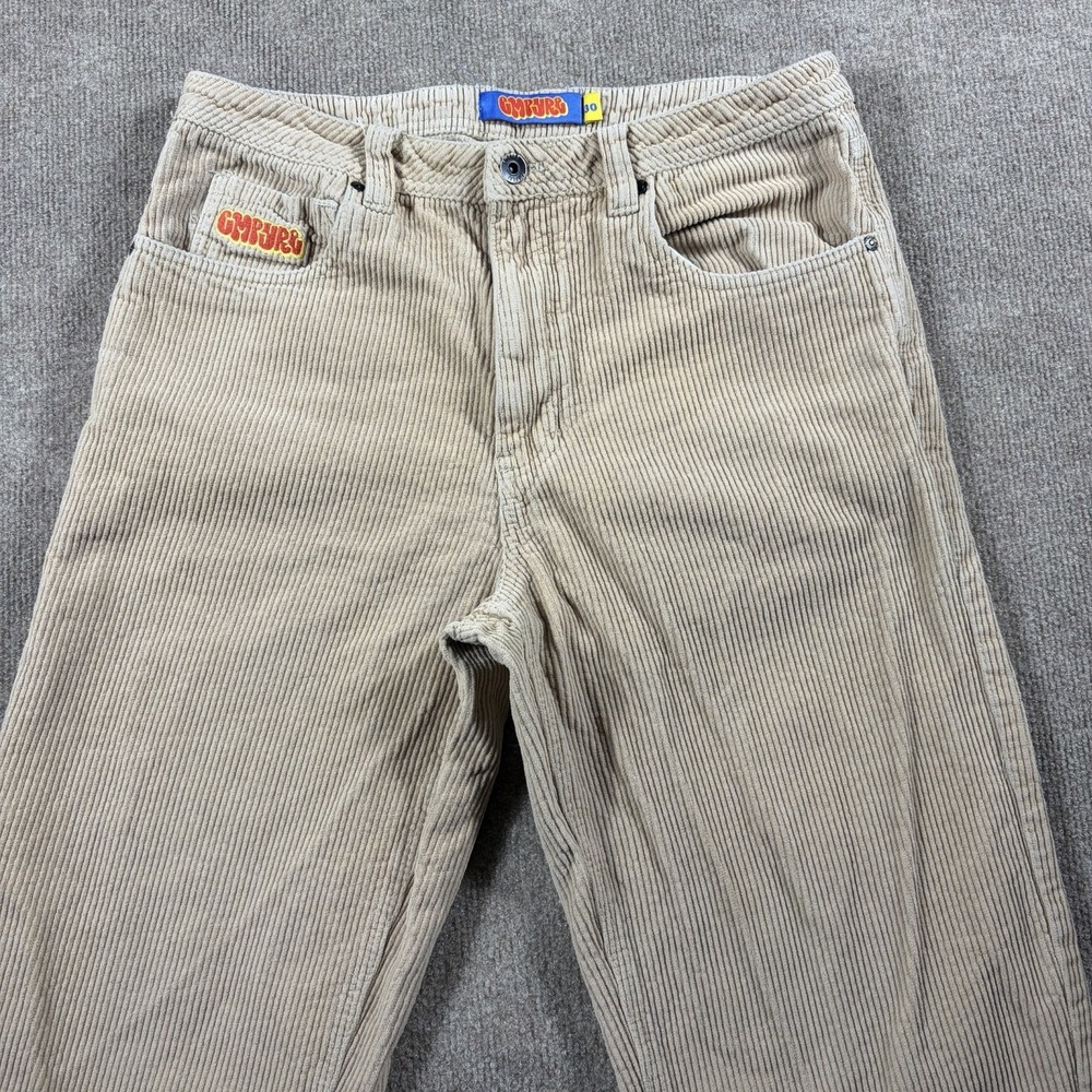 Empyre Men's Beige Corduroy Pants Baggy Skate Y2K Pants  Wide leg Size 30